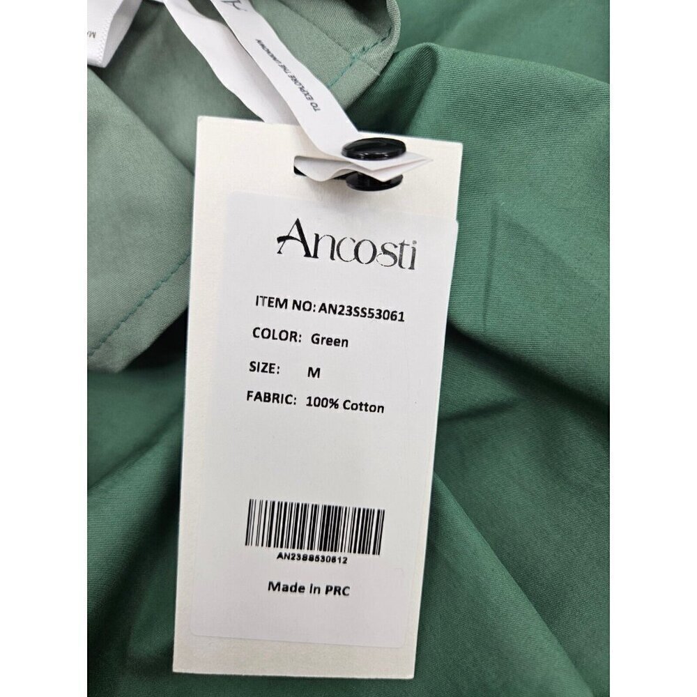 New Ancosti Strapless Maxi Dress Womens Medium Green Cotton Drop Waist - Picture 10 of 11